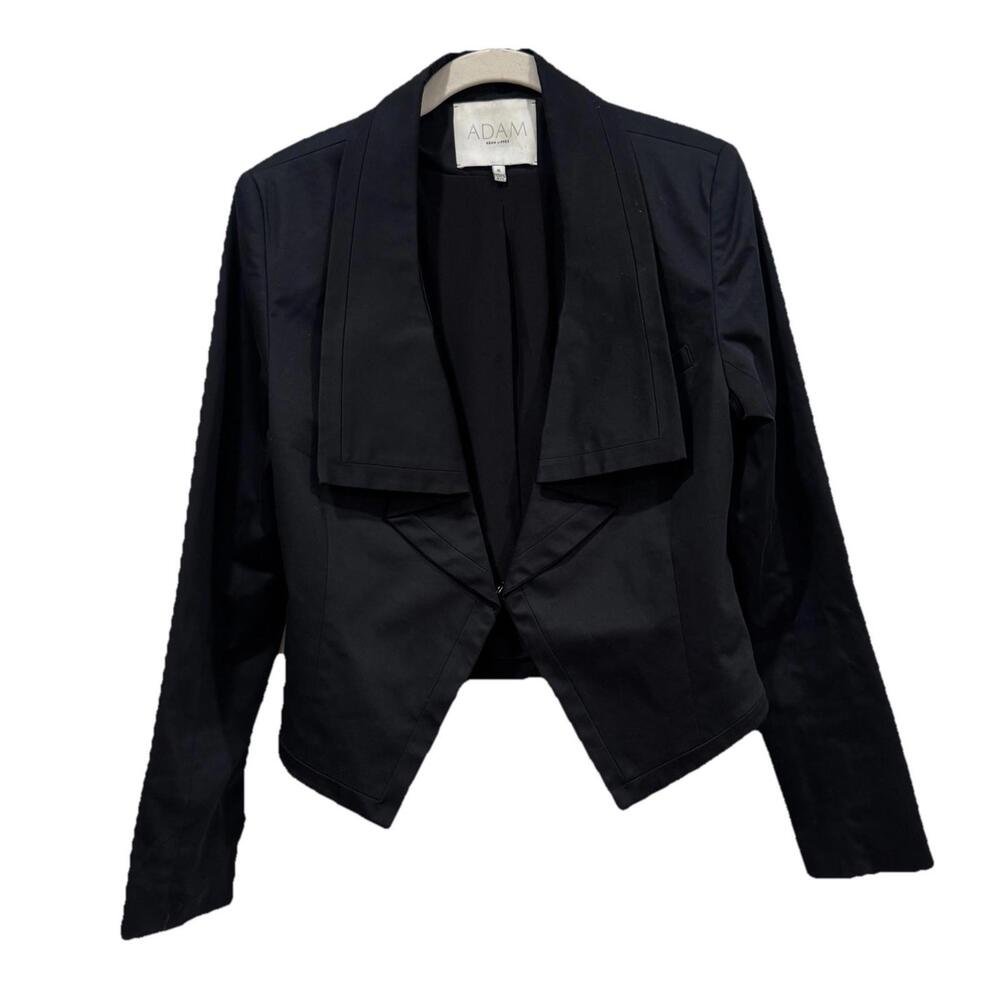Women’s ADAM by Adam Lippea Black Blazer Shawl Collar Snap‎ Closure Size 8